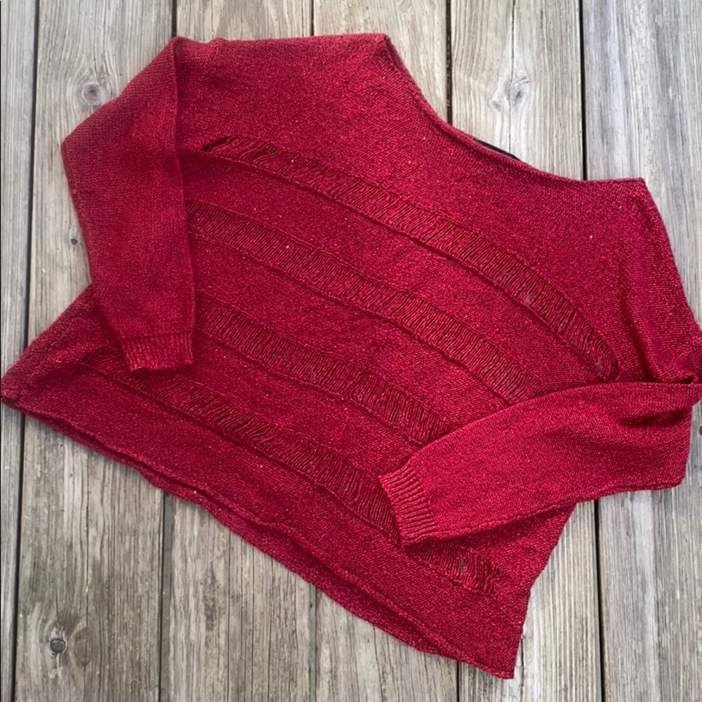 Rock & Republic Red Metallic Sweater S/M